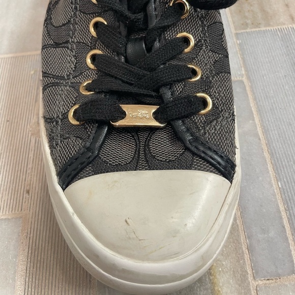 Coach Black and White Sneakers with Signature Pattern - Picture 9 of 13